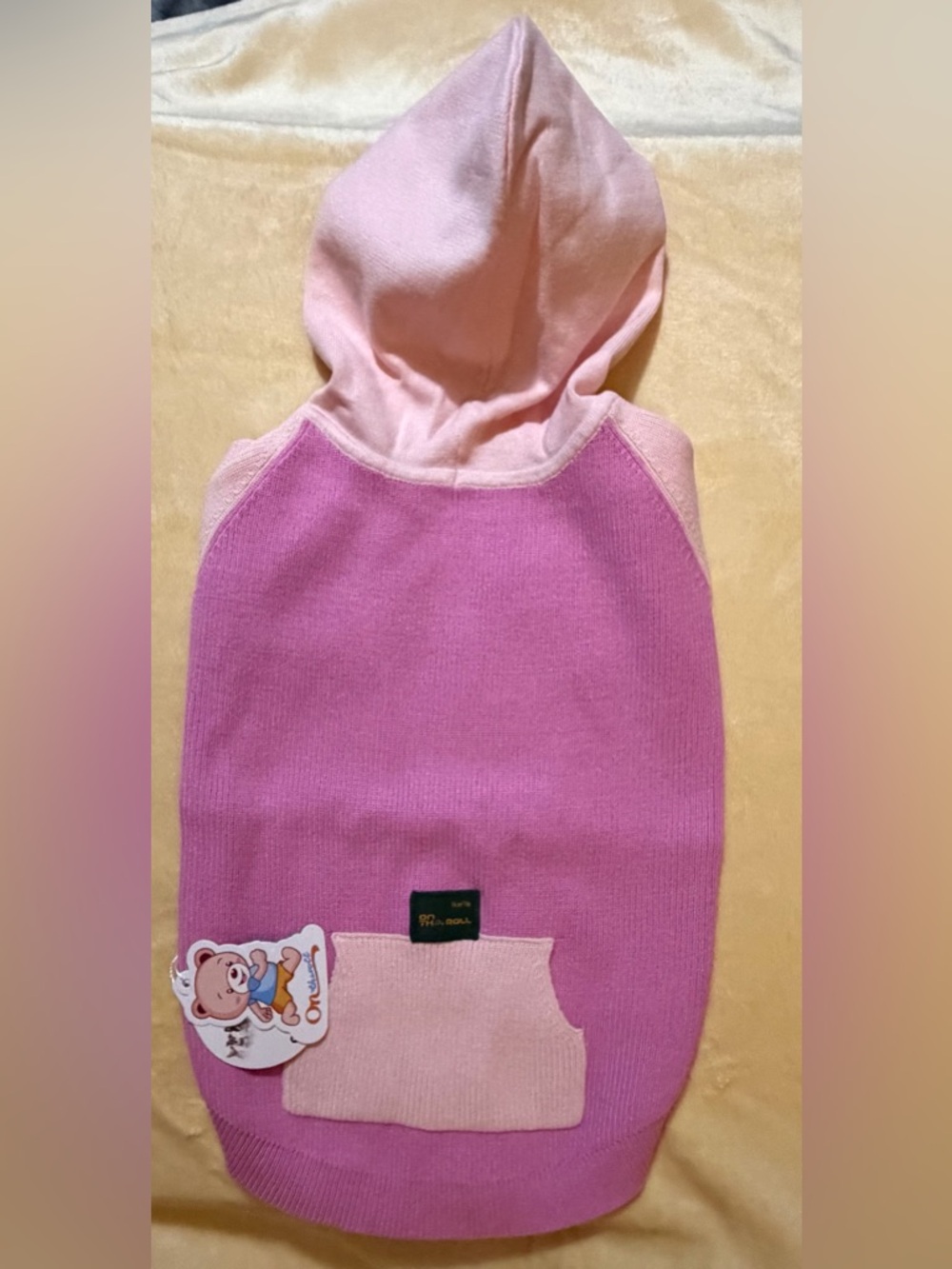 On the Roll Pink Two-Tone Hooded Pet Sweater Size XL (20-30 Lbs)